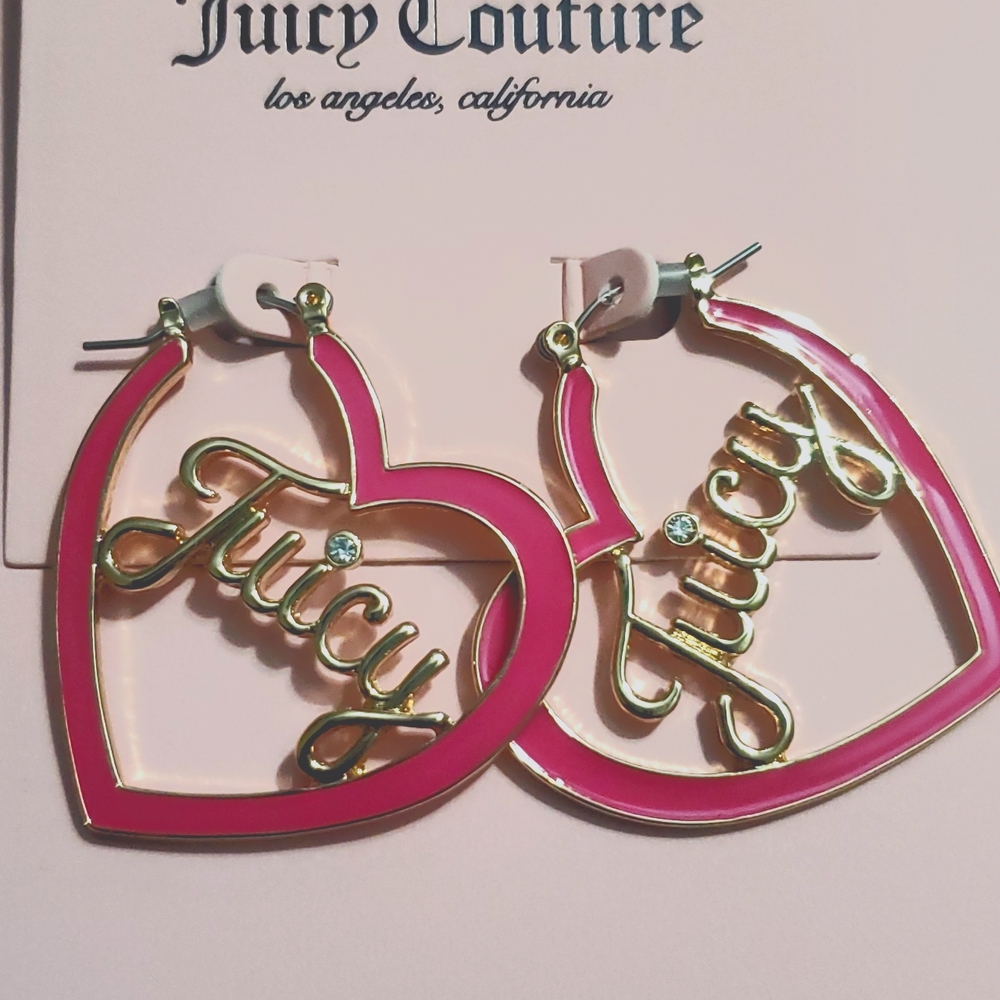 Juicy Couture Pink Heart Hoop Earrings💗